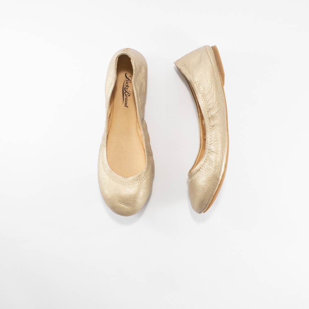 Lucky Brand Womens Emmie Flat Gold Size 5.5 M US - Picture 8 of 8